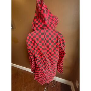 American Bazi Red Black Checkered Men's Medium Hooded Jacket GUC